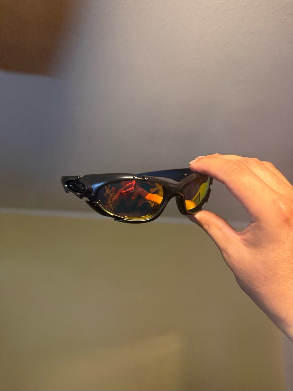 Oakley Black Sunglasses with Amber Mirror Lenses Oakleys